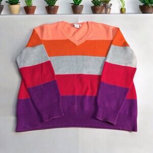 Liz Claiborne Women's Petite XL V-Neck Cotton Pullover Sweater Casual